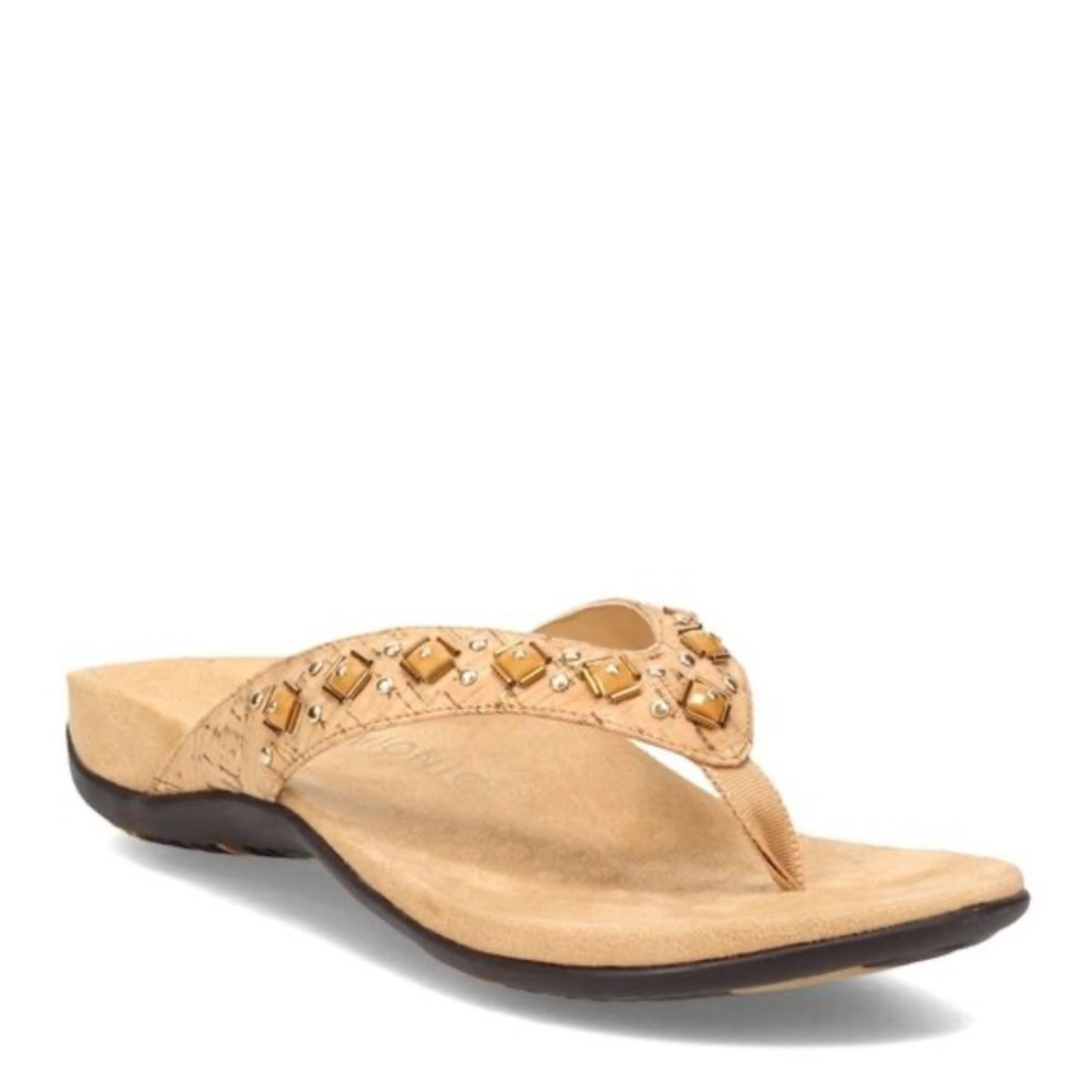 VIONIC / Floriana Thong Sandals Flip Flop Tan Beaded Cork Size 6